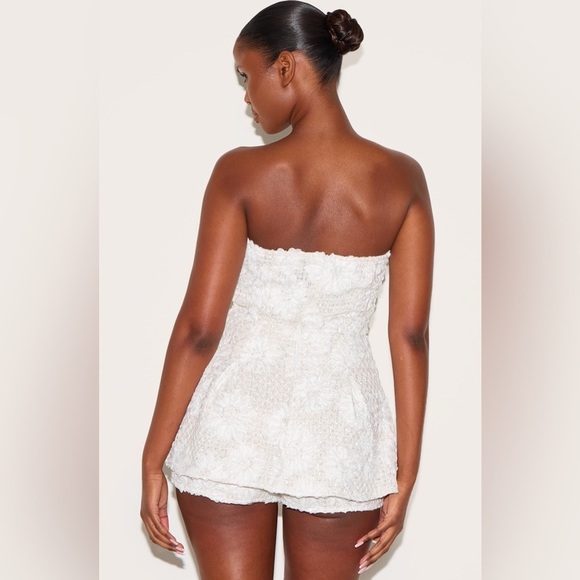 NWT PLT WHITE EMBELLISHED TWEED SKORT ROMPER - Picture 2 of 3